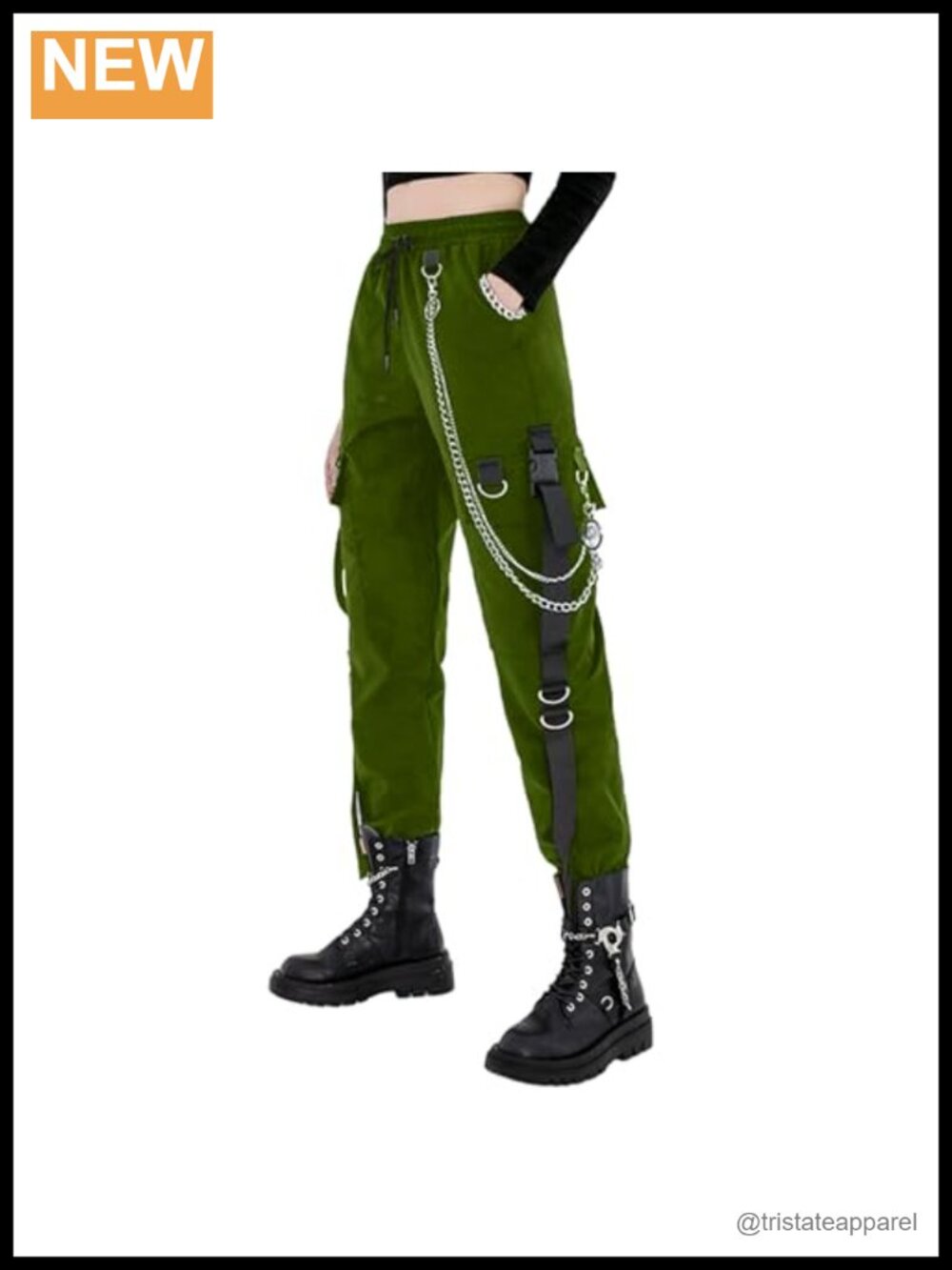 Women's Techwear Cargo Pants Loose Wide Leg Goth Chain Punk Streetwear